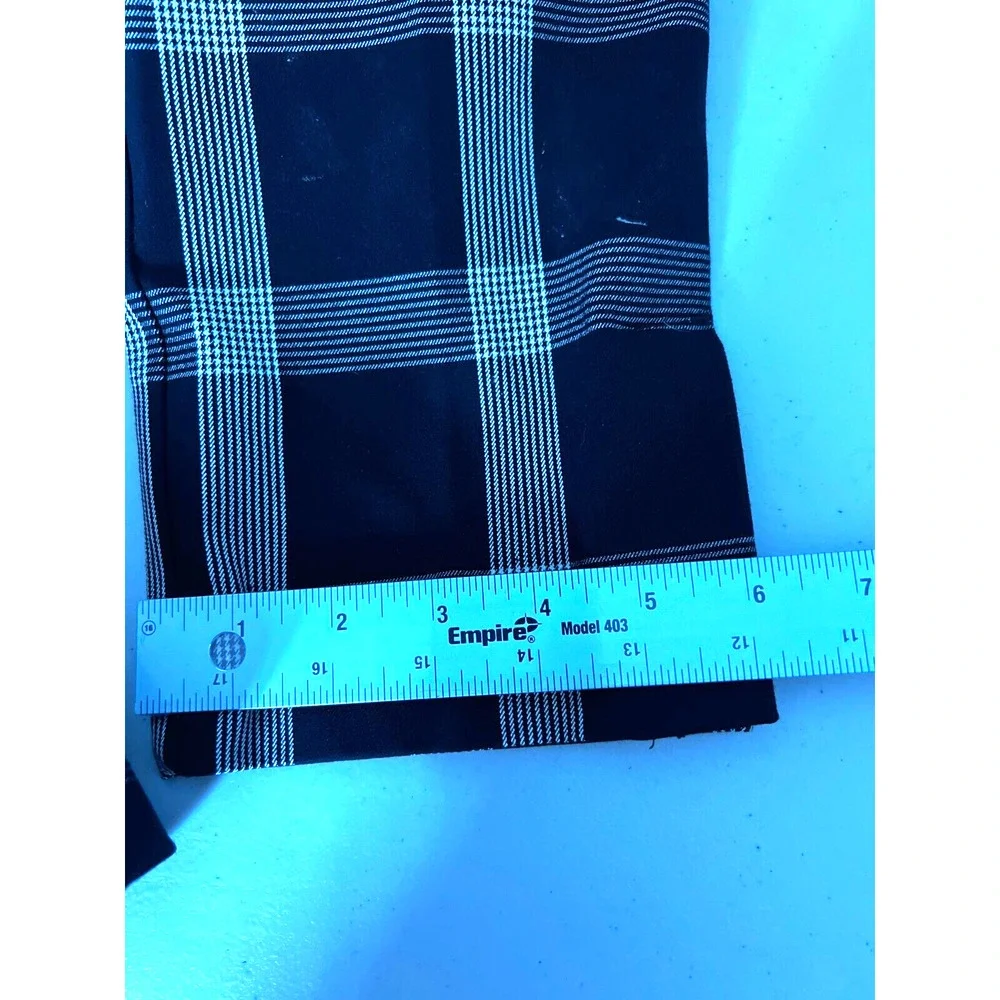 Anthropologie‎ Pants Womens 4 A+ Plaid The Essential Slim Trousers Black White